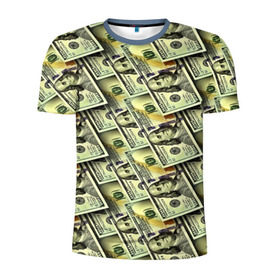 Мужская футболка 3D спортивная с принтом Деньги в Екатеринбурге, 100% полиэстер с улучшенными характеристиками | приталенный силуэт, круглая горловина, широкие плечи, сужается к линии бедра | Тематика изображения на принте: 3d | benjamin franklin | америка | богатство | валюта | денежные купюры | деньги | доллар | зеленые | сша | текстуры