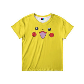 Детская футболка 3D с принтом Pikachu в Екатеринбурге, 100% гипоаллергенный полиэфир | прямой крой, круглый вырез горловины, длина до линии бедер, чуть спущенное плечо, ткань немного тянется | Тематика изображения на принте: 