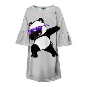 Детское платье 3D с принтом Panda в Екатеринбурге, 100% полиэстер | прямой силуэт, чуть расширенный к низу. Круглая горловина, на рукавах — воланы | panda dab | животные | панда