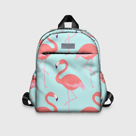 Детский рюкзак 3D с принтом Flamingos pattern в Екатеринбурге, 100% полиэстер | лямки с регулируемой длиной, сверху петелька, чтобы рюкзак можно было повесить на вешалку. Основное отделение закрывается на молнию, как и внешний карман. Внутри дополнительный карман. По бокам два дополнительных кармашка | Тематика изображения на принте: animals | beautiful | bird | birds | birdy | blue | color | flamingo | nature | wild | белое | голубое | животные | красивое | красота | милое | природа | птица | птицы | птичка | птички | синее | фламинго | цвет | яркое