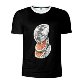 Мужская футболка 3D спортивная с принтом Луна дольками в Екатеринбурге, 100% полиэстер с улучшенными характеристиками | приталенный силуэт, круглая горловина, широкие плечи, сужается к линии бедра | апельсин | грейпфрут | ломтики | цитрус