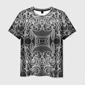 Мужская футболка 3D с принтом Железные Цветы в Екатеринбурге, 100% полиэфир | прямой крой, круглый вырез горловины, длина до линии бедер | 3d | абстракция | абстракция красок | арт | краска | металл | прикольные | текстура | штрихи