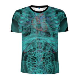 Мужская футболка 3D спортивная с принтом рентген человека в Екатеринбурге, 100% полиэстер с улучшенными характеристиками | приталенный силуэт, круглая горловина, широкие плечи, сужается к линии бедра | кости | органы | рентген | человек