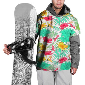 Накидка на куртку 3D с принтом Tropical pattern в Екатеринбурге, 100% полиэстер |  | 3d | арт | лето | пальмы | текстура | тропический | узор | цветы