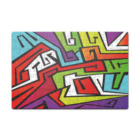 Пазл магнитный 126 элементов с принтом Цветные граффити в Екатеринбурге, полимерный материал с магнитным слоем | 126 деталей, размер изделия —  180*270 мм | арт | белый | граффити | жёлтый | зелёный | искусство | красный | лучшее | новинки | полосы | популярное | синий | узоры | фиолетовый | цвет | цветные граффити