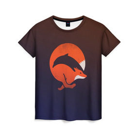 Женская футболка 3D с принтом Лисица и дельфин в Екатеринбурге, 100% полиэфир ( синтетическое хлопкоподобное полотно) | прямой крой, круглый вырез горловины, длина до линии бедер | fox | два в одном | животное | зверь | красивая | лис | лиса | лисенок | лисица | лисичка | мех | патрикеевна | плутовка | прикольная | природа | рисунок | рыба | рыжая | рыжий цвет | сказка | хвост | хитрая