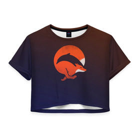 Женская футболка 3D укороченная с принтом Лисица и дельфин в Екатеринбурге, 100% полиэстер | круглая горловина, длина футболки до линии талии, рукава с отворотами | fox | два в одном | животное | зверь | красивая | лис | лиса | лисенок | лисица | лисичка | мех | патрикеевна | плутовка | прикольная | природа | рисунок | рыба | рыжая | рыжий цвет | сказка | хвост | хитрая