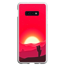 Чехол для Samsung S10E с принтом Gorgeous sunset в Екатеринбурге, Силикон | Область печати: задняя сторона чехла, без боковых панелей | 3d | арт | дикий запад | закат | кактус | природа | солнце