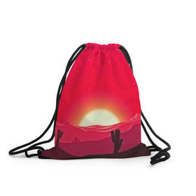 Рюкзак-мешок 3D с принтом Gorgeous sunset в Екатеринбурге, 100% полиэстер | плотность ткани — 200 г/м2, размер — 35 х 45 см; лямки — толстые шнурки, застежка на шнуровке, без карманов и подкладки | 3d | арт | дикий запад | закат | кактус | природа | солнце