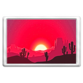 Магнит 45*70 с принтом Gorgeous sunset в Екатеринбурге, Пластик | Размер: 78*52 мм; Размер печати: 70*45 | 3d | арт | дикий запад | закат | кактус | природа | солнце