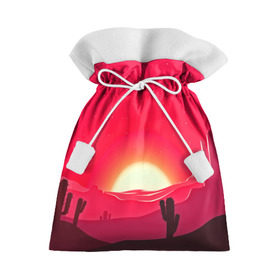 Подарочный 3D мешок с принтом Gorgeous sunset в Екатеринбурге, 100% полиэстер | Размер: 29*39 см | 3d | арт | дикий запад | закат | кактус | природа | солнце