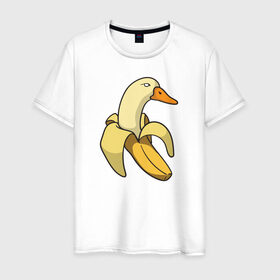 Мужская футболка хлопок с принтом утка банан в Екатеринбурге, 100% хлопок | прямой крой, круглый вырез горловины, длина до линии бедер, слегка спущенное плечо. | banana | duck | meme | банан | мем | утка