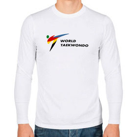 Мужской лонгслив хлопок с принтом World Taekwondo logo в Екатеринбурге, 100% хлопок |  | world taekwondo | wt | логотип | тхэквондо