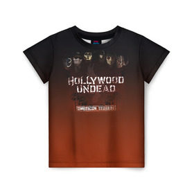 Детская футболка 3D с принтом Hollywood Undead 2 в Екатеринбурге, 100% гипоаллергенный полиэфир | прямой крой, круглый вырез горловины, длина до линии бедер, чуть спущенное плечо, ткань немного тянется | hollywood undead | голливудская нежить