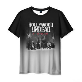 Мужская футболка 3D с принтом Hollywood Undead 3 в Екатеринбурге, 100% полиэфир | прямой крой, круглый вырез горловины, длина до линии бедер | hollywood undead | голливудская нежить