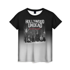Женская футболка 3D с принтом Hollywood Undead 3 в Екатеринбурге, 100% полиэфир ( синтетическое хлопкоподобное полотно) | прямой крой, круглый вырез горловины, длина до линии бедер | hollywood undead | голливудская нежить