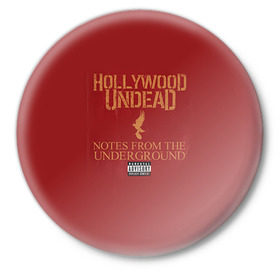 Значок с принтом Hollywood Undead 8 в Екатеринбурге,  металл | круглая форма, металлическая застежка в виде булавки | Тематика изображения на принте: hollywood undead | голливудская нежить