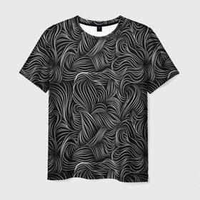 Мужская футболка 3D с принтом Черные Волны в Екатеринбурге, 100% полиэфир | прямой крой, круглый вырез горловины, длина до линии бедер | абстракция | вензель | волосы | геометрия | графика | завитки | искусство | карандаш | линии | листья | метель | плавный | рисование | стиль | тонкий | узор | цветы | черно белый | чертеж | щупальца