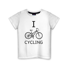 Детская футболка хлопок с принтом I love cycling в Екатеринбурге, 100% хлопок | круглый вырез горловины, полуприлегающий силуэт, длина до линии бедер | Тематика изображения на принте: bicycle | bike | bmx | cycling | enjoy | i | like | love | moto | ride | rider | sport | байк | велик | вело | велосипед | велосипедист | ездить | зож | катать | кататься | лето | спорт | спортсмен