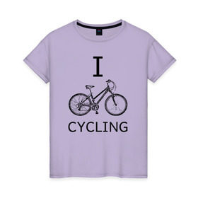 Женская футболка хлопок с принтом I love cycling в Екатеринбурге, 100% хлопок | прямой крой, круглый вырез горловины, длина до линии бедер, слегка спущенное плечо | bicycle | bike | bmx | cycling | enjoy | i | like | love | moto | ride | rider | sport | байк | велик | вело | велосипед | велосипедист | ездить | зож | катать | кататься | лето | спорт | спортсмен