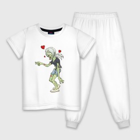 Детская пижама хлопок с принтом Zombie love в Екатеринбурге, 100% хлопок |  брюки и футболка прямого кроя, без карманов, на брюках мягкая резинка на поясе и по низу штанин
 | heart | love | zombie | зомби | любовь | сердце