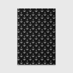 Обложка для паспорта матовая кожа с принтом Якорьки в Екатеринбурге, натуральная матовая кожа | размер 19,3 х 13,7 см; прозрачные пластиковые крепления | 3d | арт | лето | море | морские | текстура | черно белые | якорь