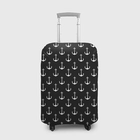Чехол для чемодана 3D с принтом Якорьки в Екатеринбурге, 86% полиэфир, 14% спандекс | двустороннее нанесение принта, прорези для ручек и колес | 3d | арт | лето | море | морские | текстура | черно белые | якорь