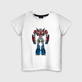 Детская футболка хлопок с принтом Оптимус Прайм в Екатеринбурге, 100% хлопок | круглый вырез горловины, полуприлегающий силуэт, длина до линии бедер | autobot | robot | transformers | автобот | кибертрон | оптимус | прайм | робот