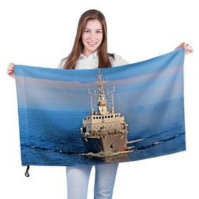 Флаг 3D с принтом Тральщик в Екатеринбурге, 100% полиэстер | плотность ткани — 95 г/м2, размер — 67 х 109 см. Принт наносится с одной стороны | балтийское море | корабль | судно | флот
