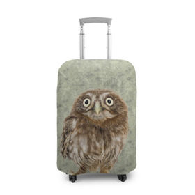 Чехол для чемодана 3D с принтом Удивленная сова в Екатеринбурге, 86% полиэфир, 14% спандекс | двустороннее нанесение принта, прорези для ручек и колес | орнамент | сова