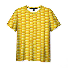 Мужская футболка 3D с принтом Сладкая вареная кукуруза в Екатеринбурге, 100% полиэфир | прямой крой, круглый вырез горловины, длина до линии бедер | еда | кукуруза