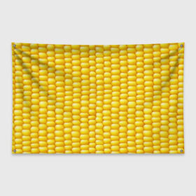 Флаг-баннер с принтом Сладкая вареная кукуруза в Екатеринбурге, 100% полиэстер | размер 67 х 109 см, плотность ткани — 95 г/м2; по краям флага есть четыре люверса для крепления | еда | кукуруза