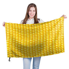 Флаг 3D с принтом Сладкая вареная кукуруза в Екатеринбурге, 100% полиэстер | плотность ткани — 95 г/м2, размер — 67 х 109 см. Принт наносится с одной стороны | еда | кукуруза