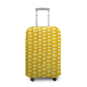 Чехол для чемодана 3D с принтом Сладкая вареная кукуруза в Екатеринбурге, 86% полиэфир, 14% спандекс | двустороннее нанесение принта, прорези для ручек и колес | еда | кукуруза