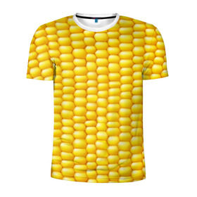 Мужская футболка 3D спортивная с принтом Сладкая вареная кукуруза в Екатеринбурге, 100% полиэстер с улучшенными характеристиками | приталенный силуэт, круглая горловина, широкие плечи, сужается к линии бедра | еда | кукуруза
