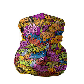 Бандана-труба 3D с принтом Граффити в Екатеринбурге, 100% полиэстер, ткань с особыми свойствами — Activecool | плотность 150‒180 г/м2; хорошо тянется, но сохраняет форму | graffiti | street art | графити | краска | надписи | паттерн | рисунки | стикербомбинг | текстура
