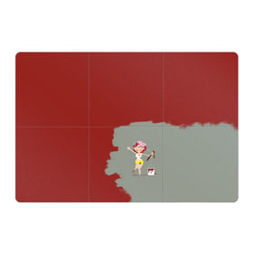 Магнитный плакат 3Х2 с принтом Рыжая красит в красный в Екатеринбурге, Полимерный материал с магнитным слоем | 6 деталей размером 9*9 см |  банка | девушка | женщина | капли | кисточка | кисть | краска | красная | маляр | мульт | мультяшка | недокрашенная | прикол | рыжеволосая | следы | строитель