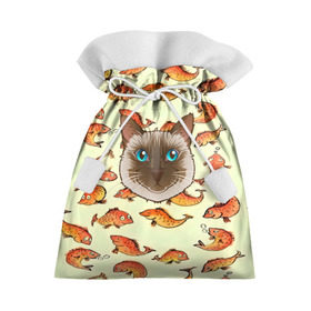 Подарочный 3D мешок с принтом Котик в рыбках! в Екатеринбурге, 100% полиэстер | Размер: 29*39 см | животные | коты | котэ | котята | милые животные | прикольные | рыба | рыбки | цветные | яркие