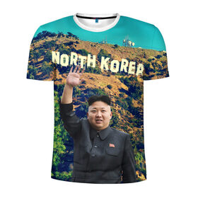 Мужская футболка 3D спортивная с принтом NORTH KOREA в Екатеринбурге, 100% полиэстер с улучшенными характеристиками | приталенный силуэт, круглая горловина, широкие плечи, сужается к линии бедра | hollywood | kim jong un | north korea | ким чен ын | северная корея