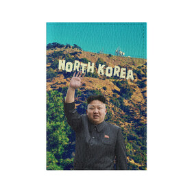 Обложка для паспорта матовая кожа с принтом NORTH KOREA в Екатеринбурге, натуральная матовая кожа | размер 19,3 х 13,7 см; прозрачные пластиковые крепления | hollywood | kim jong un | north korea | ким чен ын | северная корея