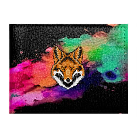 Обложка для студенческого билета с принтом Лиса в Екатеринбурге, натуральная кожа | Размер: 11*8 см; Печать на всей внешней стороне | 3d | color | pattern | абстракция | голова животного | животные | краска | лиса | лисица | цветные