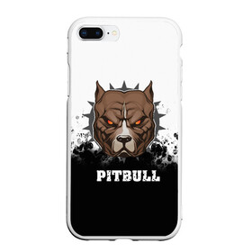 Чехол для iPhone 7Plus/8 Plus матовый с принтом Pitbull в Екатеринбурге, Силикон | Область печати: задняя сторона чехла, без боковых панелей | 3d | dog | pitbull | абстракция | животные | краска | собака | черно белый