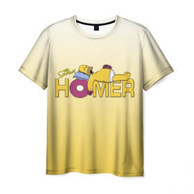 Мужская футболка 3D с принтом Гомер Симпсон в Екатеринбурге, 100% полиэфир | прямой крой, круглый вырез горловины, длина до линии бедер | homer | simpsons | гомер | пончик | симпсоны