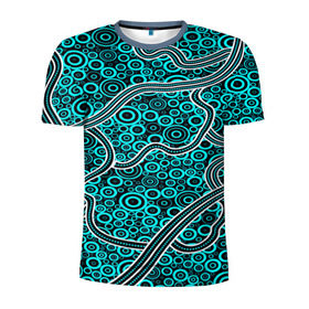 Мужская футболка 3D спортивная с принтом Aboriginal pattern в Екатеринбурге, 100% полиэстер с улучшенными характеристиками | приталенный силуэт, круглая горловина, широкие плечи, сужается к линии бедра | абстракции | арт | волны | узор | фигуры