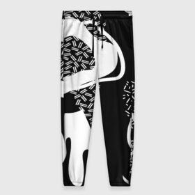 Женские брюки 3D с принтом Черно-белый узор в Екатеринбурге, полиэстер 100% | прямой крой, два кармана без застежек по бокам, с мягкой трикотажной резинкой на поясе и по низу штанин. В поясе для дополнительного комфорта — широкие завязки | abstraction | абстракция | геометрия | грани | линии | полигоны | сочетания | текстура | узоры | черно белый