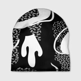 Шапка 3D с принтом Черно-белый узор в Екатеринбурге, 100% полиэстер | универсальный размер, печать по всей поверхности изделия | abstraction | абстракция | геометрия | грани | линии | полигоны | сочетания | текстура | узоры | черно белый