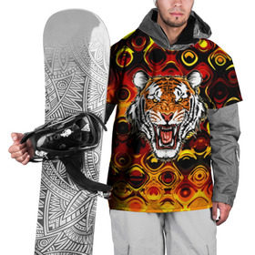 Накидка на куртку 3D с принтом Тигр в Екатеринбурге, 100% полиэстер |  | 3d | abstraction | tiger | абстракция | голова животного | клыки | котята | кошки | крик | полосатый | тигр