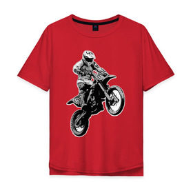 Мужская футболка хлопок Oversize с принтом Мотокросс в Екатеринбурге, 100% хлопок | свободный крой, круглый ворот, “спинка” длиннее передней части | 3d | арт | байк | краска | мотокросс | мотоцикл | прикольные | цветные