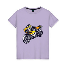 Женская футболка хлопок с принтом Yamaha R1 в Екатеринбурге, 100% хлопок | прямой крой, круглый вырез горловины, длина до линии бедер, слегка спущенное плечо | 3d | r1 | yamaha | арт | байк | краска | мотокросс | мотоцикл | прикольные | цветные