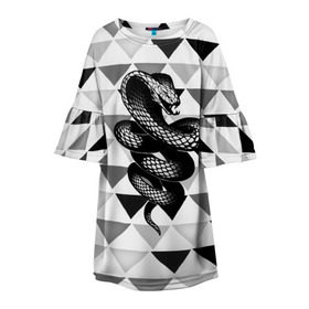 Детское платье 3D с принтом Snake в Екатеринбурге, 100% полиэстер | прямой силуэт, чуть расширенный к низу. Круглая горловина, на рукавах — воланы | Тематика изображения на принте: 3d | snake | животные | змея | ползучие | хладнокровные | чешуя